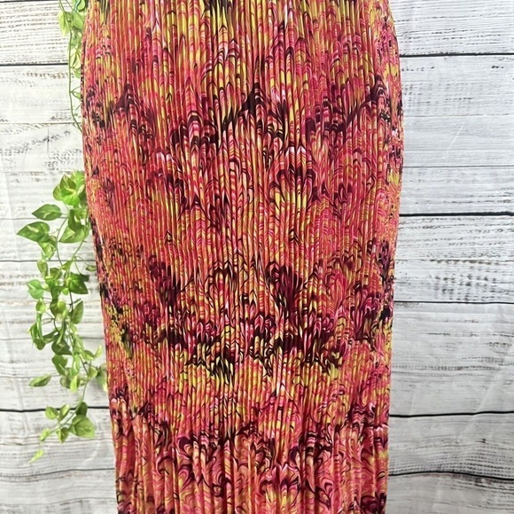 Krazy Kat Skirt size XXL Pink Green Paisley Pleated Sheer Midi Modest Boho - Picture 6 of 13